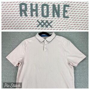 Rhone Polo Golf Dress Shirt Women M Pink Textured Italian Fabric Short Sleeve